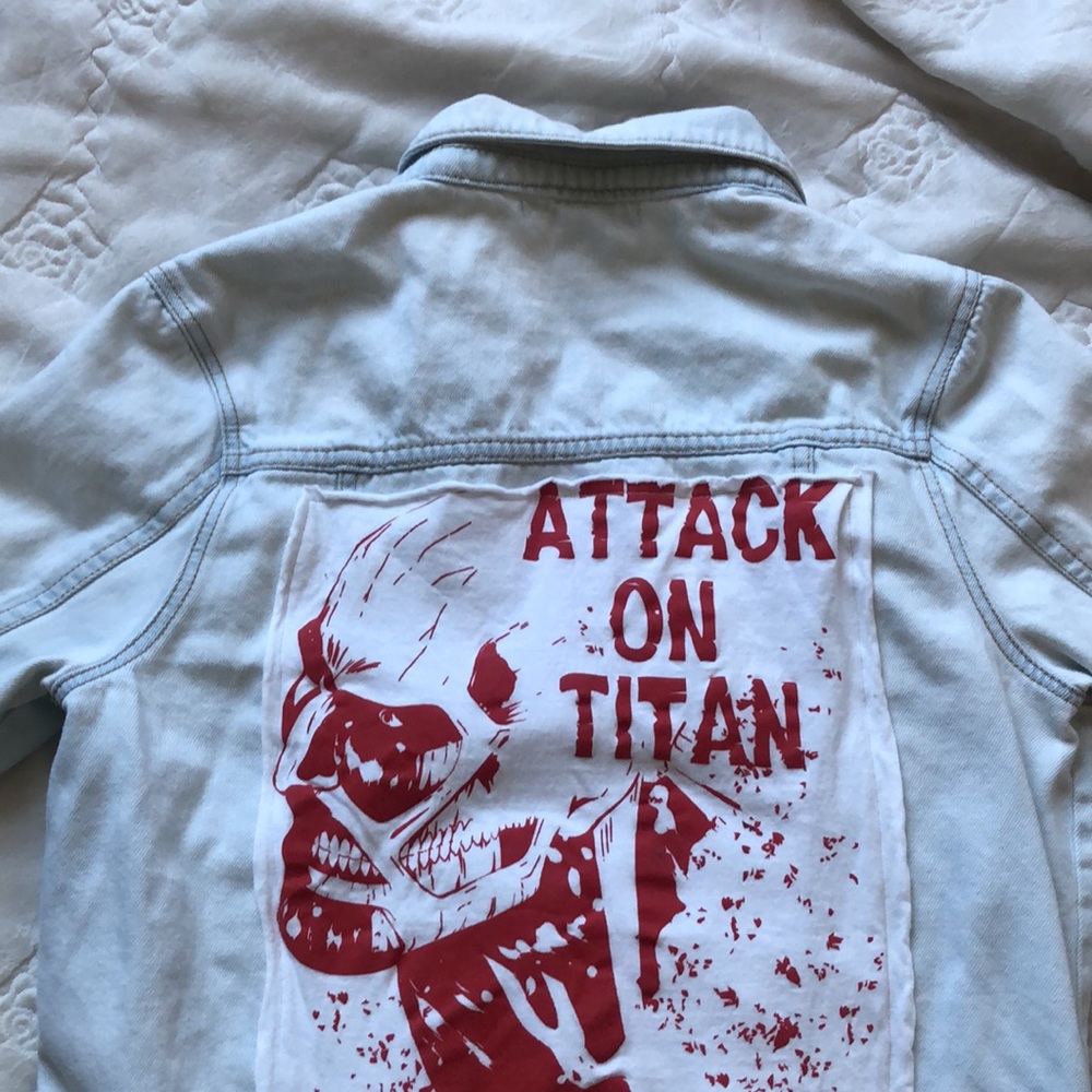 100% Cotton Refurbished Jean Jacket Anime! - Picture 3 of 11